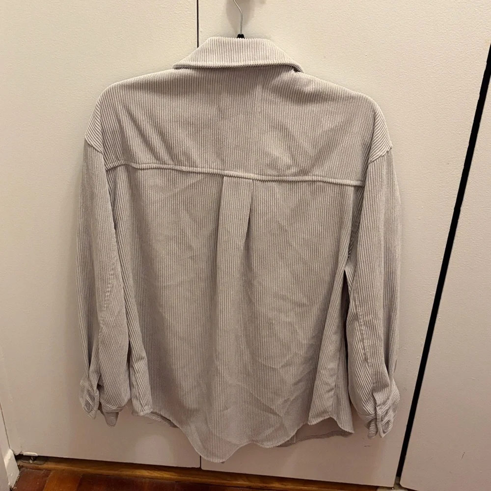 Ashley by 26 International Light Gray Corduroy Shirt Jacket Shacket Size M - Picture 5 of 6